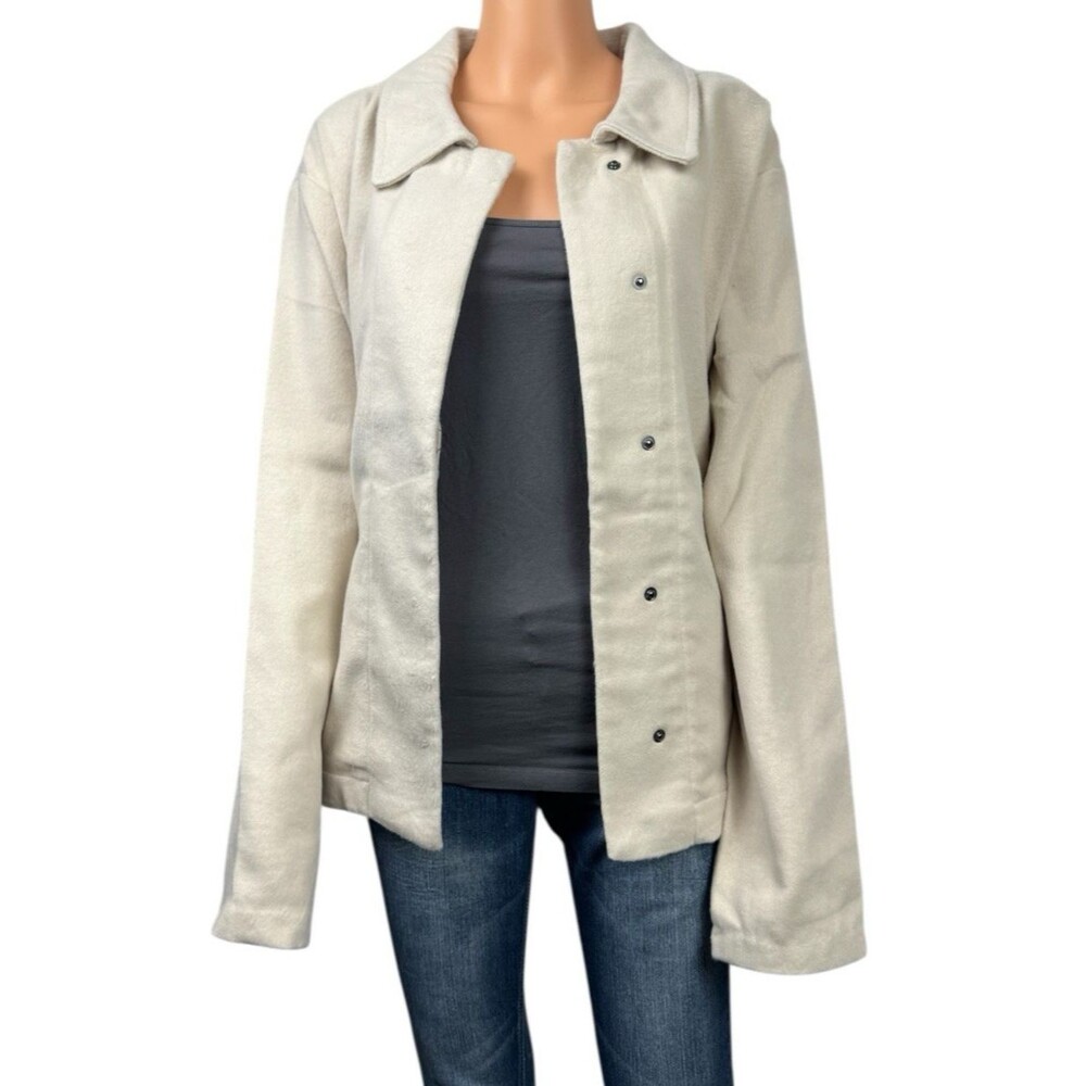 Banana Republic Womans  XXL Cream White Jacket Coat Snap Front Collar Pockets